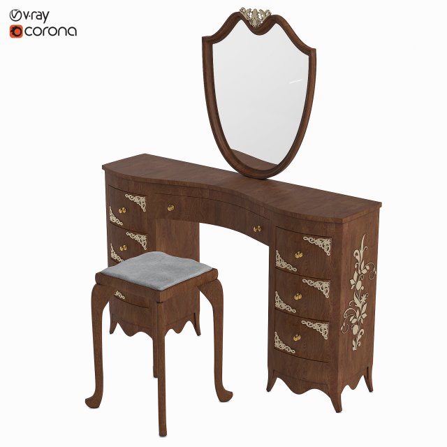 Dressing table 3D Модель .c4d .max .obj .3ds .fbx .stl .blend 