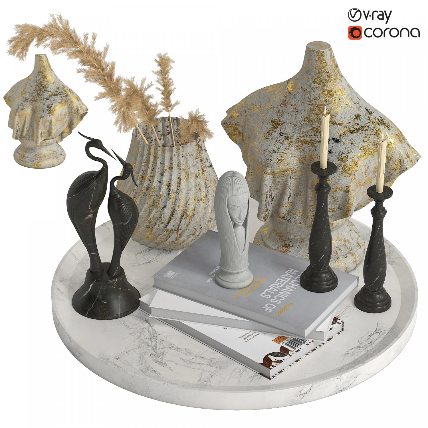 Decorative set 3D Model .c4d .max .obj .3ds .fbx .stl .blend