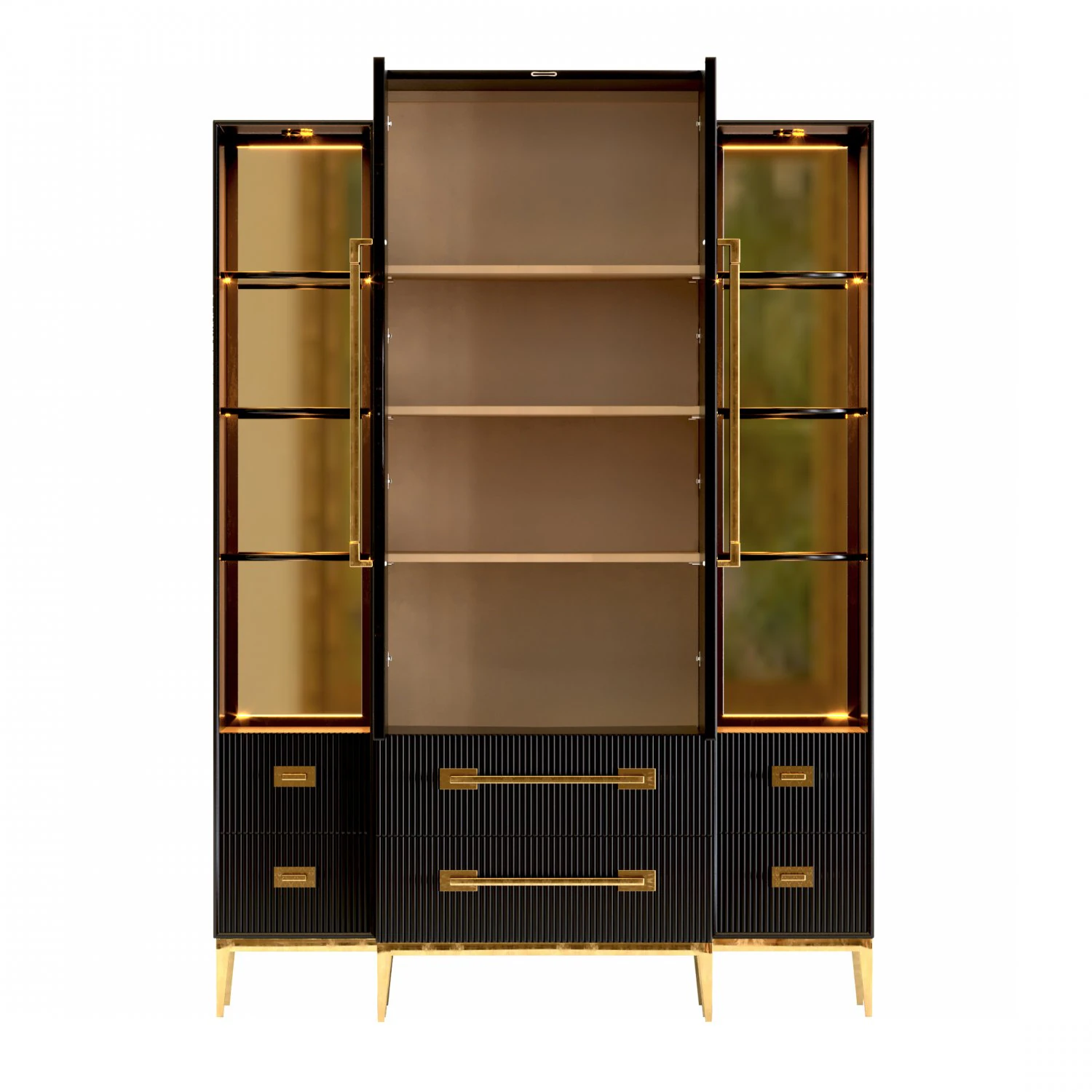 Ebony Satin Tall Cabinet 3D Model .c4d .max .obj .3ds .fbx .stl .blend