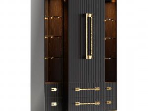 Ebony Satin Tall Cabinet 3D Model