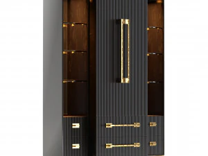 Ebony Satin Tall Cabinet 3D Model