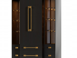 Ebony Satin Tall Cabinet 3D Model