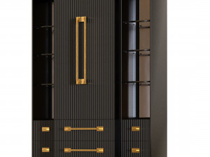 Ebony Satin Tall Cabinet 3D Model
