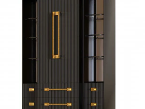 Ebony Satin Tall Cabinet 3D Model