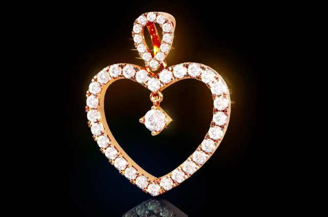 Heart Diamond Pendant 3D Print Model .c4d .max .obj .3ds .fbx .stl .blend 