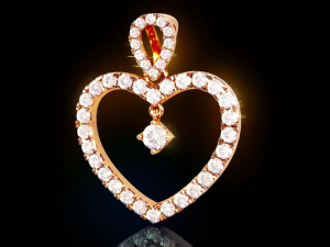 Pingente Cora&ccedil;&atilde;o Diamante Modelo de Impressão 3D