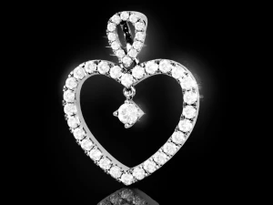 Kalp Pırlanta Kolye 3D Baskı Modeli