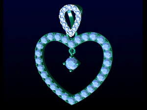 Kalp Pırlanta Kolye 3D Baskı Modeli