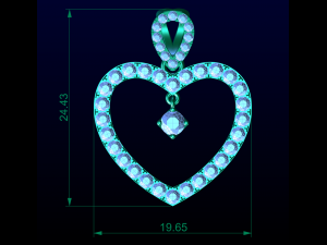 Heart Diamond Pendant 3D Print Model