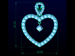 Kalp Pırlanta Kolye 3D Baskı Modeli
