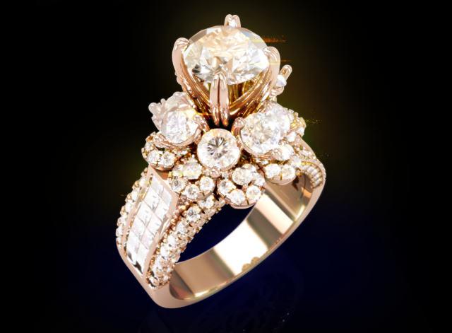 Hight Jewelry Halo Ring 3D Print Model .c4d .max .obj .3ds .fbx .stl .blend 
