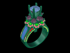 Hight Jewelry Halo Ring 3D Print Model