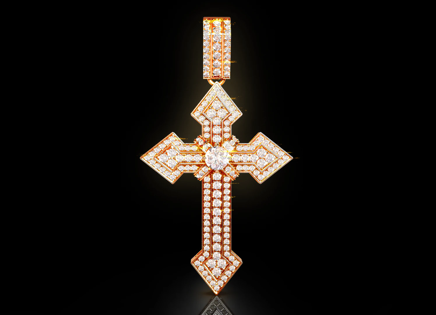 Diamond Cross Pendant 3D Print Model .c4d .max .obj .3ds .fbx .stl .blend 