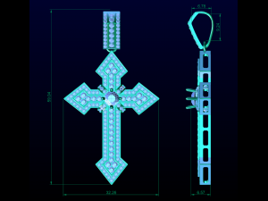 Diamond Cross Pendant 3D-printmodel