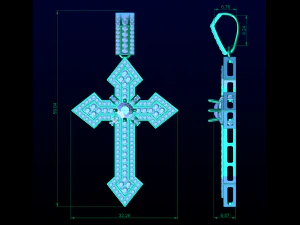 Diamond Cross Pendant 3D Print Model