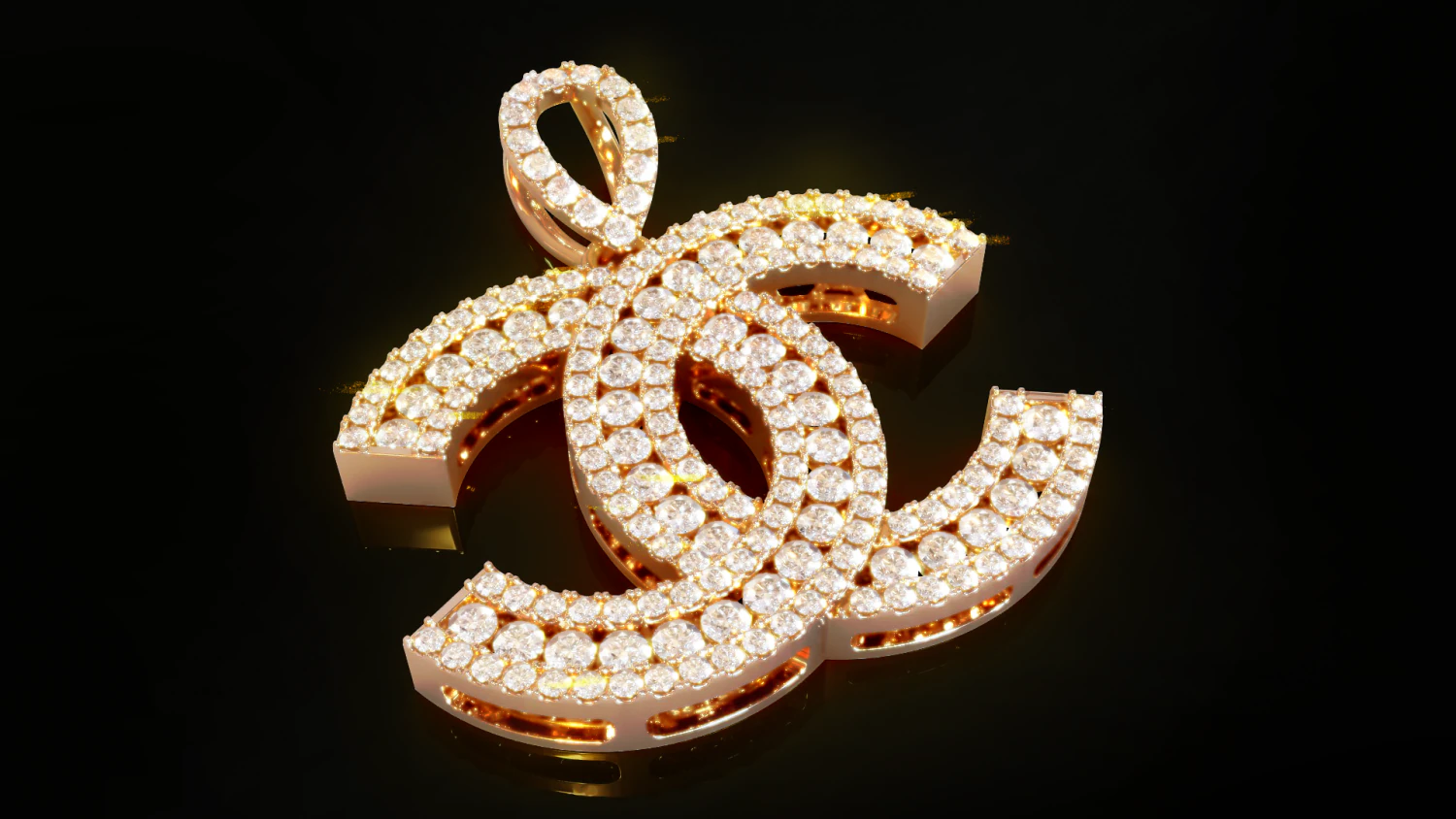 Chanel Logo Pendant 3D Print Model .c4d .max .obj .3ds .fbx .stl .blend
