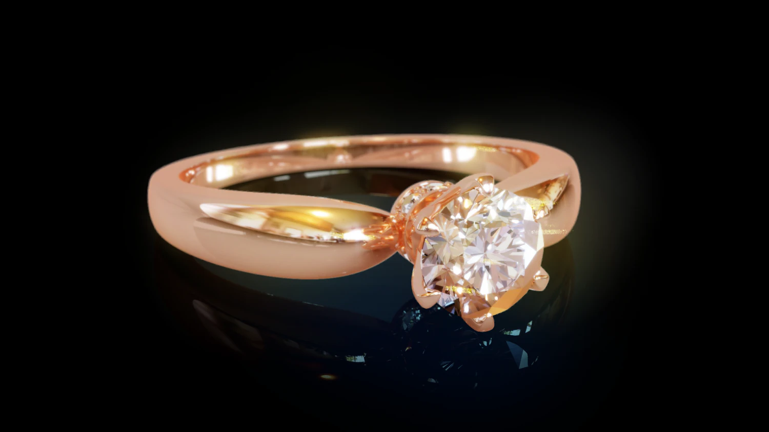 Solitaire Women Ring 3D Print Model .c4d .max .obj .3ds .fbx .stl .blend 
