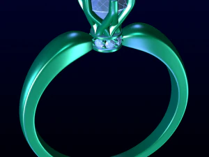 Solitaire Women Ring 3D Print Model