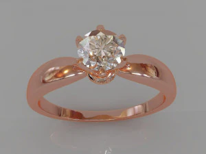 Solitaire Women Ring 3D Print Model