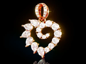 Pingente Cora&ccedil;&atilde;o Diamante Modelo de Impressão 3D