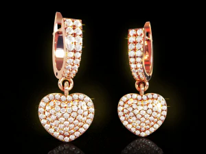 Brincos pendentes de cora&ccedil;&atilde;o Modelo de Impressão 3D