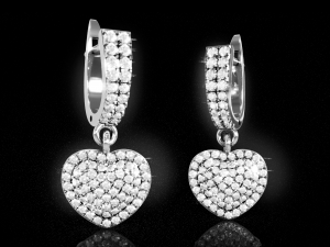 Heart Dangle Earrings 3D Print Model