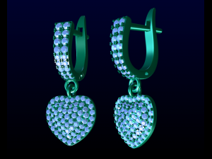 Heart Dangle Earrings 3D Print Model