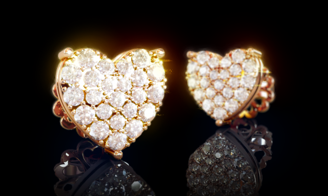 Love Heart Stud Earrings 4 3D Принт Модель .c4d .max .obj .3ds .fbx .stl .blend 