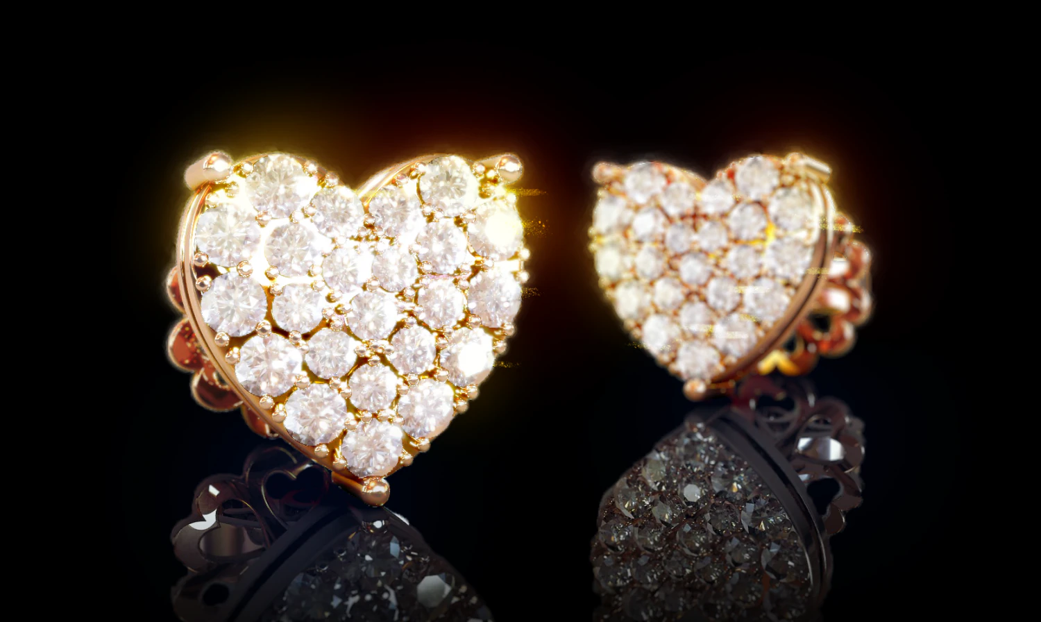 Love Heart Stud Earrings 4 3D Print Model .c4d .max .obj .3ds .fbx .stl .blend 