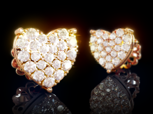 Love Heart Stud Earrings 4 3D Print Model