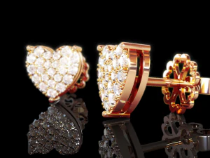 Love Heart Stud Earrings 4 3D Print Model