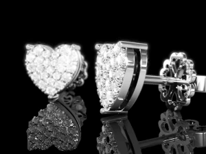 Love Heart Stud Earrings 4 3D Print Model