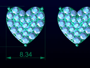 Love Heart Stud Earrings 4 3D Print Model