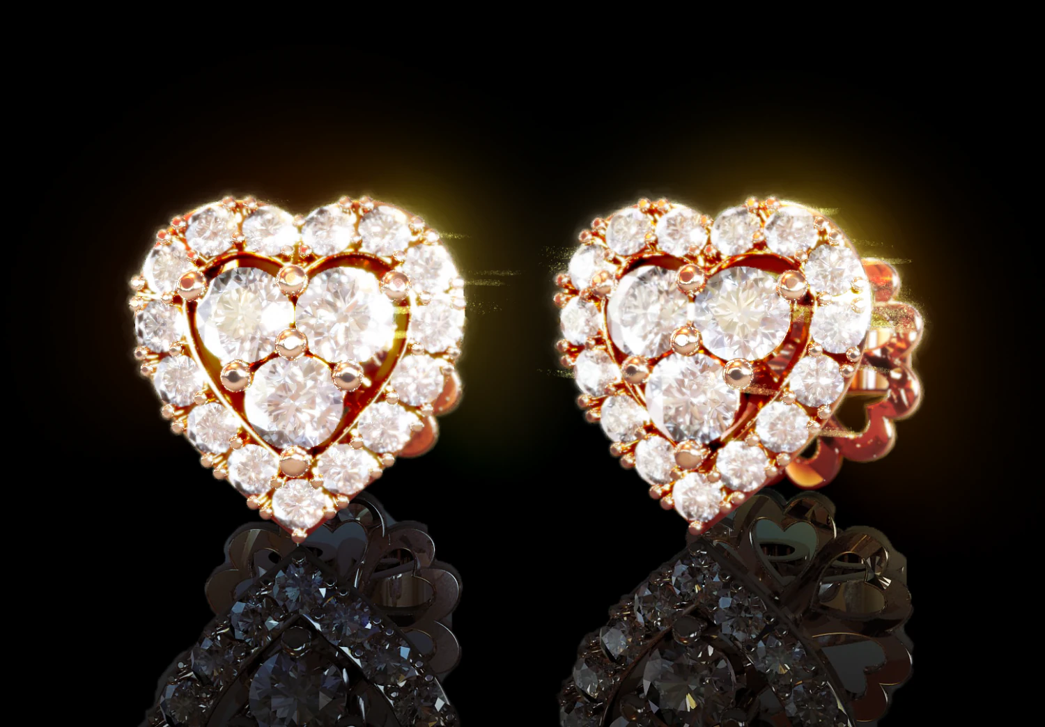 Love Heart Stud Earrings 3 3D Print Model .c4d .max .obj .3ds .fbx .stl .blend 