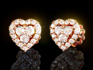 Love Heart Stud Earrings 3 3D Print Model