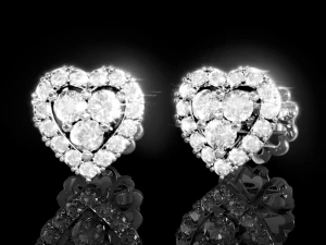 Love Heart Stud Earrings 3 3D Print Model
