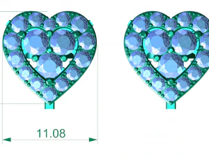 Love Heart Stud Earrings 3 3D Print Model