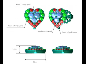 Love Heart Stud Earrings 3 3D Print Model