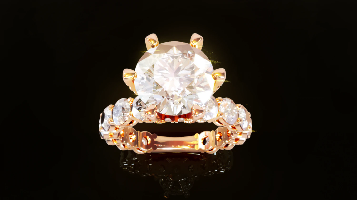 Solitaire Diamond Ring 3D Print Model .c4d .max .obj .3ds .fbx .stl .blend 