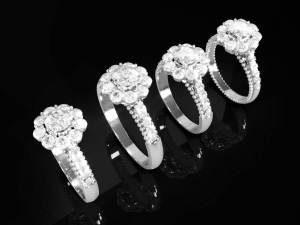 Halo Diamond Ring 2 3Dプリントモデル