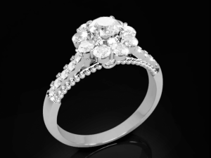 Halo Diamond Ring 2 3Dプリントモデル