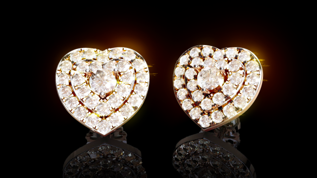 Love Heart Stud Earrings 2 3D प्रिंट मॉडल .c4d .max .obj .3ds .fbx .stl .blend 