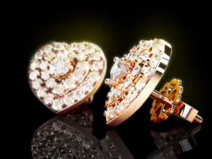 Love Heart Stud Earrings 2 3D Print Model