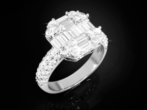 Baguette engagement diamond ring 3D Print Model