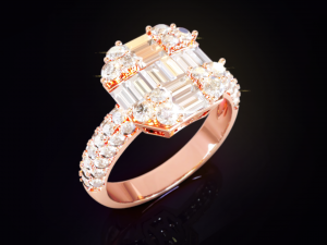 Baguette engagement diamond ring 3D Print Model