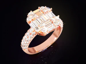 Baguette engagement diamond ring 3D Print Model