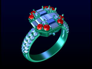 Baguette engagement diamond ring 3D Print Model