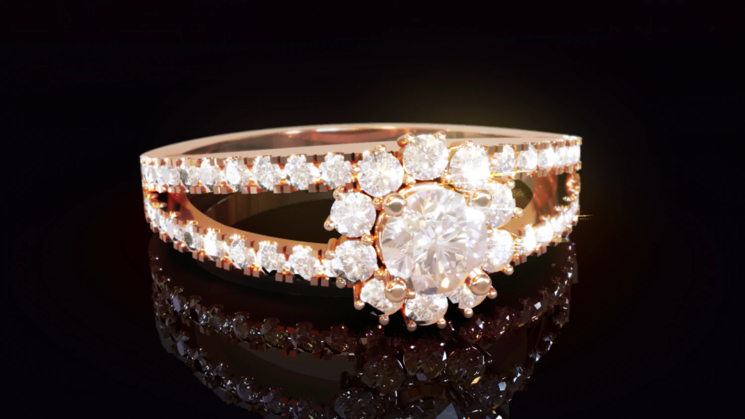 Halo Diamond Ring 3D Print Model .c4d .max .obj .3ds .fbx .stl .blend
