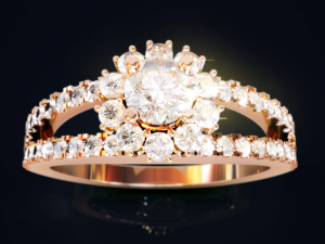 Halo Diamond Ring Modèles 3D en vedette