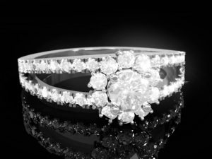 Halo Diamond Ring Modèles 3D en vedette